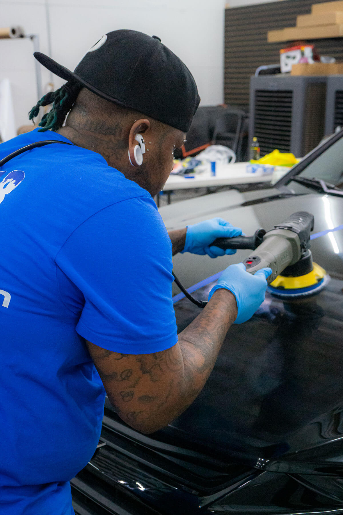 PPF and 3M ceramic coating combo install on a Summerlin Tesla — rock-chip protection plus hydrophobic gloss